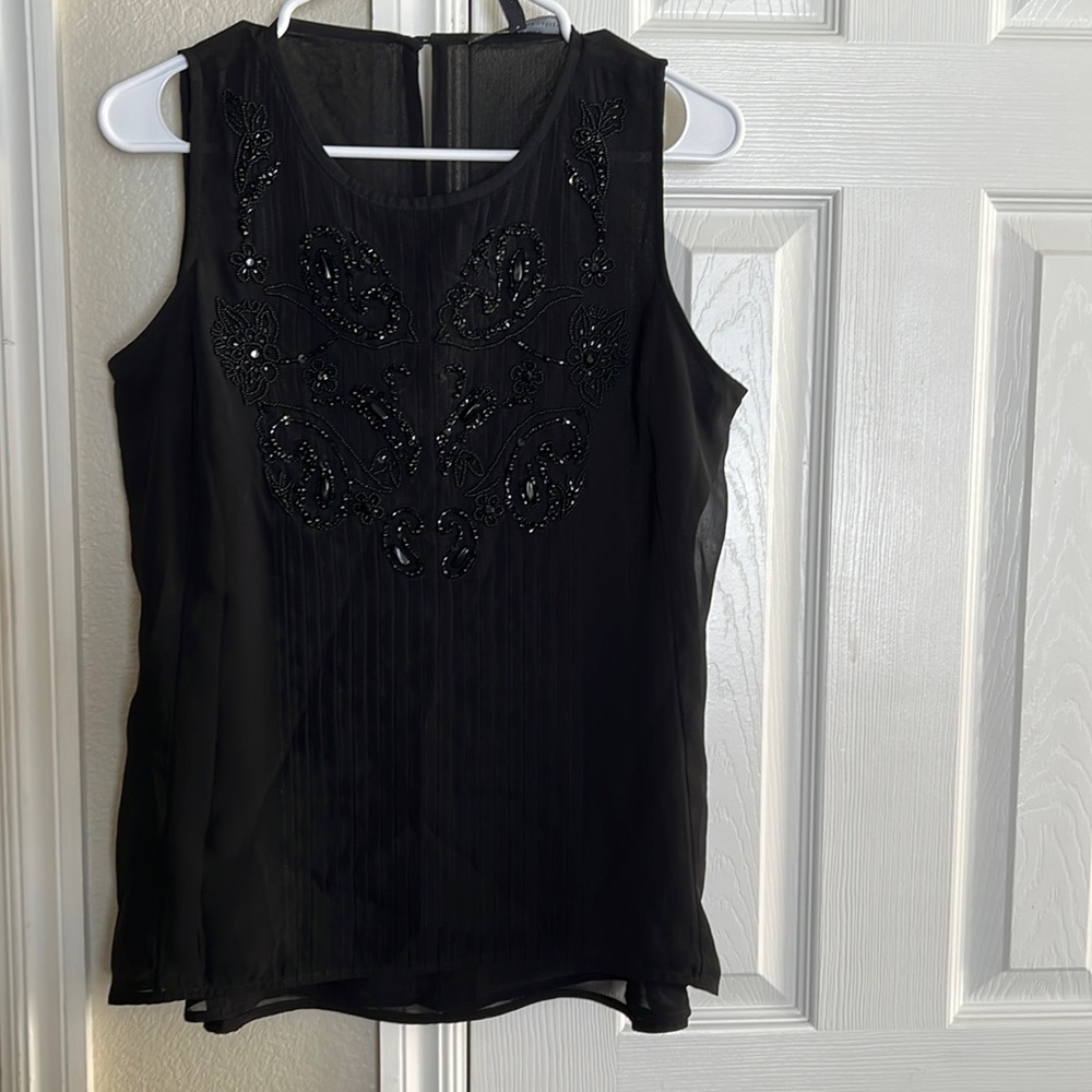 WHBM, size 8, Embellished pleated blouse